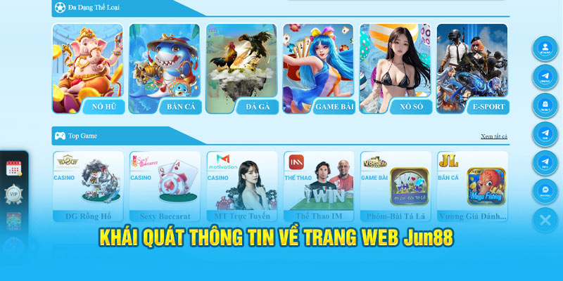 Khái quát thông tin về trang web Jun88